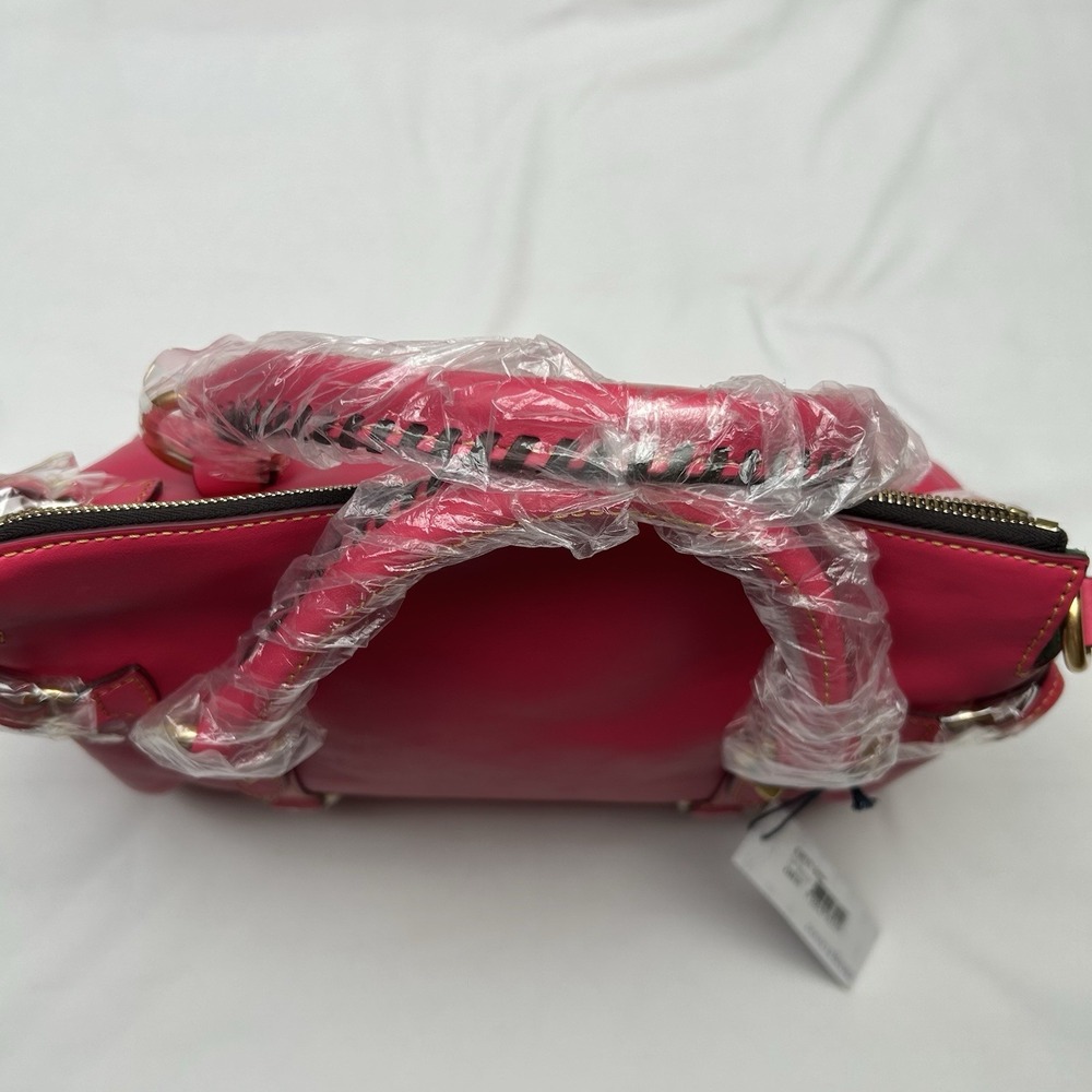 NWT Dooney Bourke 8L980 Small Florentine Leather Satchel Fuchsia Pink Purse Bag - Picture 7 of 16